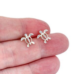 Vintage Sterling Silver 925 Turtle Stud Earrings